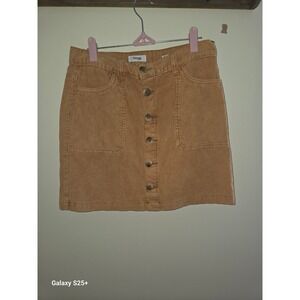 Kensie Jeans Camel Tan Corduroy Button Front Mini Skirt Size 6 28 Cotton